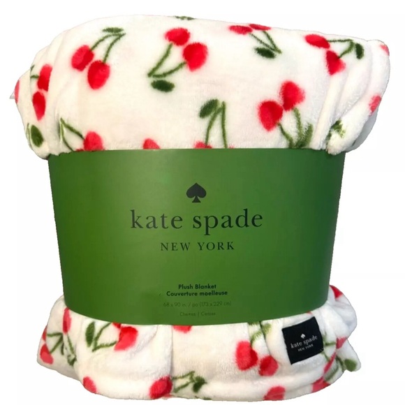 NWT Kate Spade New York Plush Blanket, Cherry Print! - Picture 1 of 4